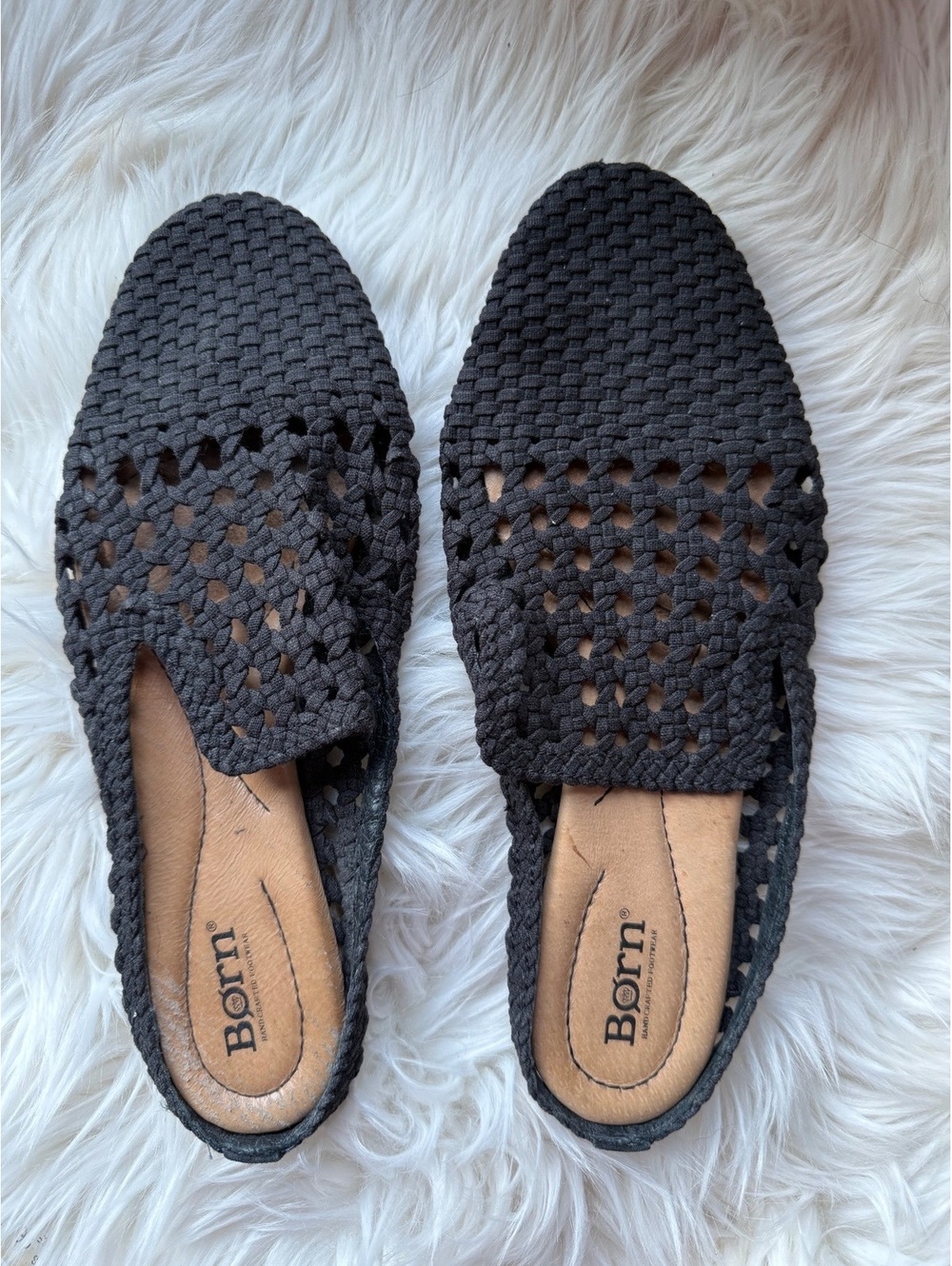 Born Black Woven Slip-On Flats Size 10M
